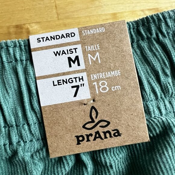 PrAna Canyon Camp Short Cove Green Mens Medium 7” Corduroy Standard Elastic NWT - Picture 5 of 11